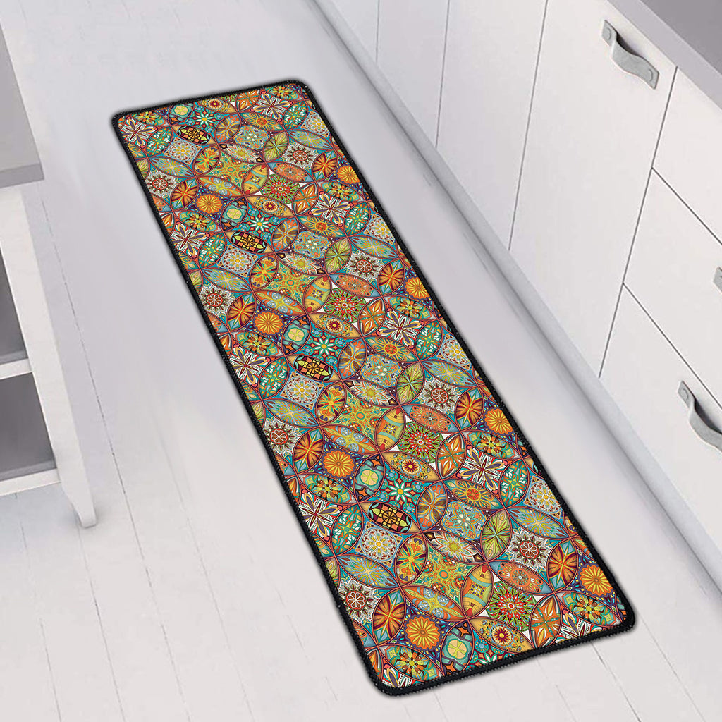 Ethnic Mandala Patchwork Pattern Print Long Kitchen Mat