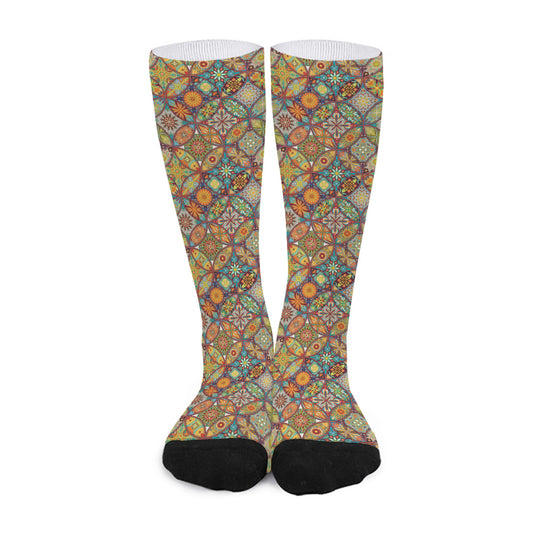 Ethnic Mandala Patchwork Pattern Print Long Socks