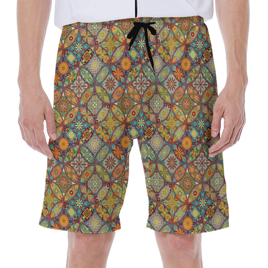 Ethnic Mandala Patchwork Pattern Print Men's Beach Shorts