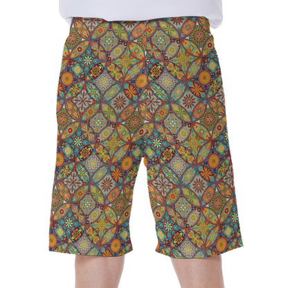 Ethnic Mandala Patchwork Pattern Print Men's Beach Shorts
