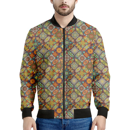 Ethnic Mandala Patchwork Pattern Print Men's Bomber Jacket