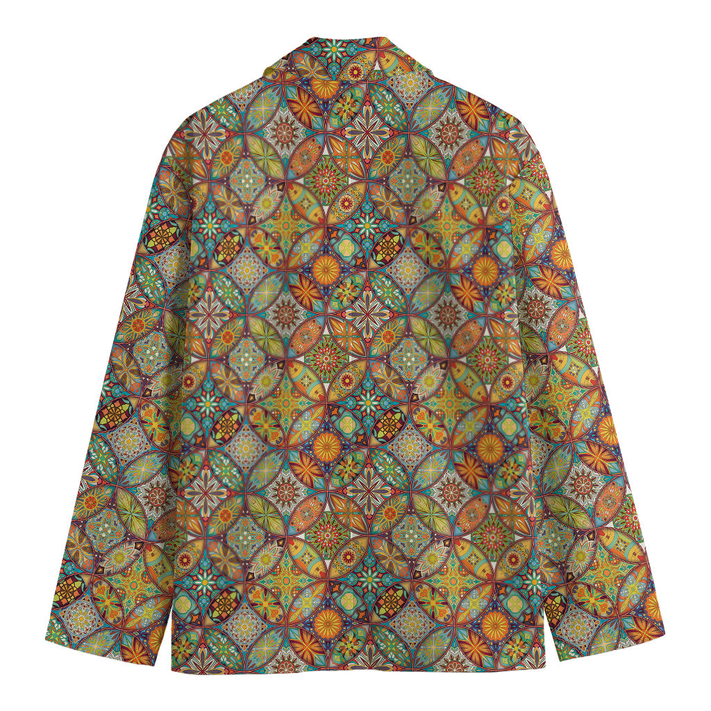 Ethnic Mandala Patchwork Pattern Print Men's Cotton Blazer