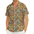 Ethnic Mandala Patchwork Pattern Print Men's Deep V-Neck Shirt