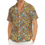 Ethnic Mandala Patchwork Pattern Print Men's Deep V-Neck Shirt