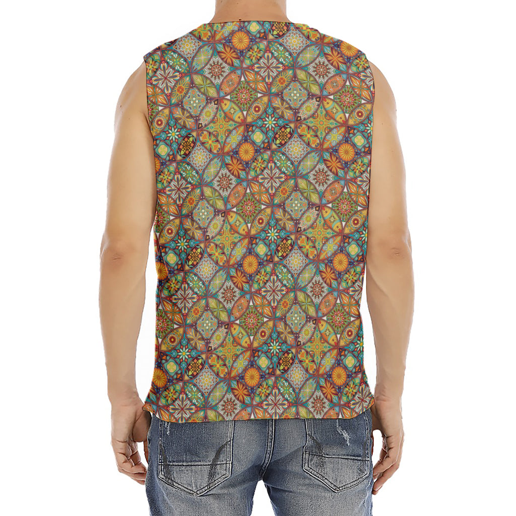 Ethnic Mandala Patchwork Pattern Print Men's Fitness Tank Top