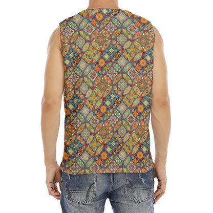 Ethnic Mandala Patchwork Pattern Print Men's Fitness Tank Top