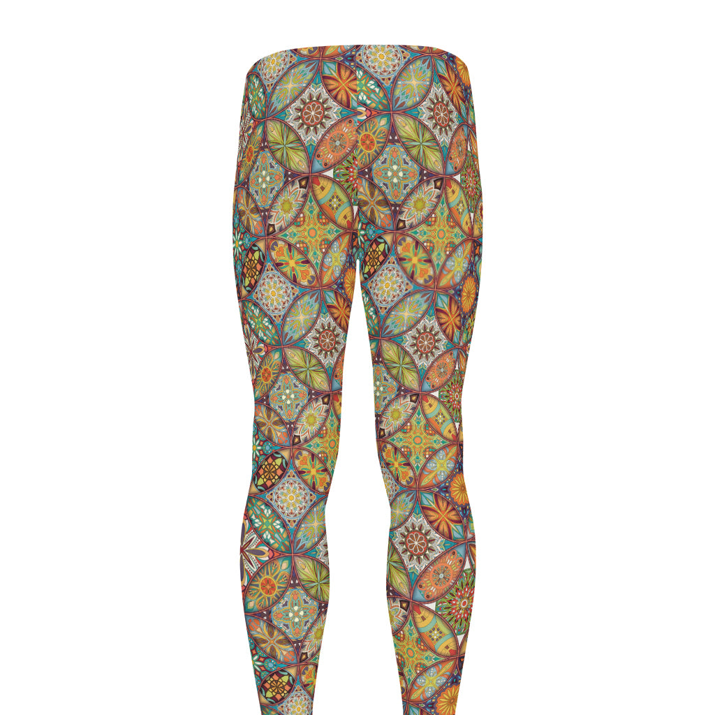 Ethnic Mandala Patchwork Pattern Print Men's leggings