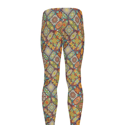 Ethnic Mandala Patchwork Pattern Print Men's leggings