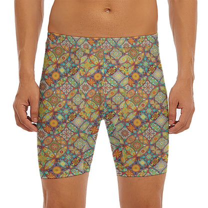Ethnic Mandala Patchwork Pattern Print Men's Long Boxer Briefs