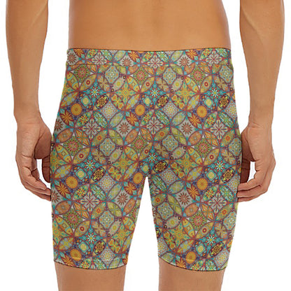 Ethnic Mandala Patchwork Pattern Print Men's Long Boxer Briefs