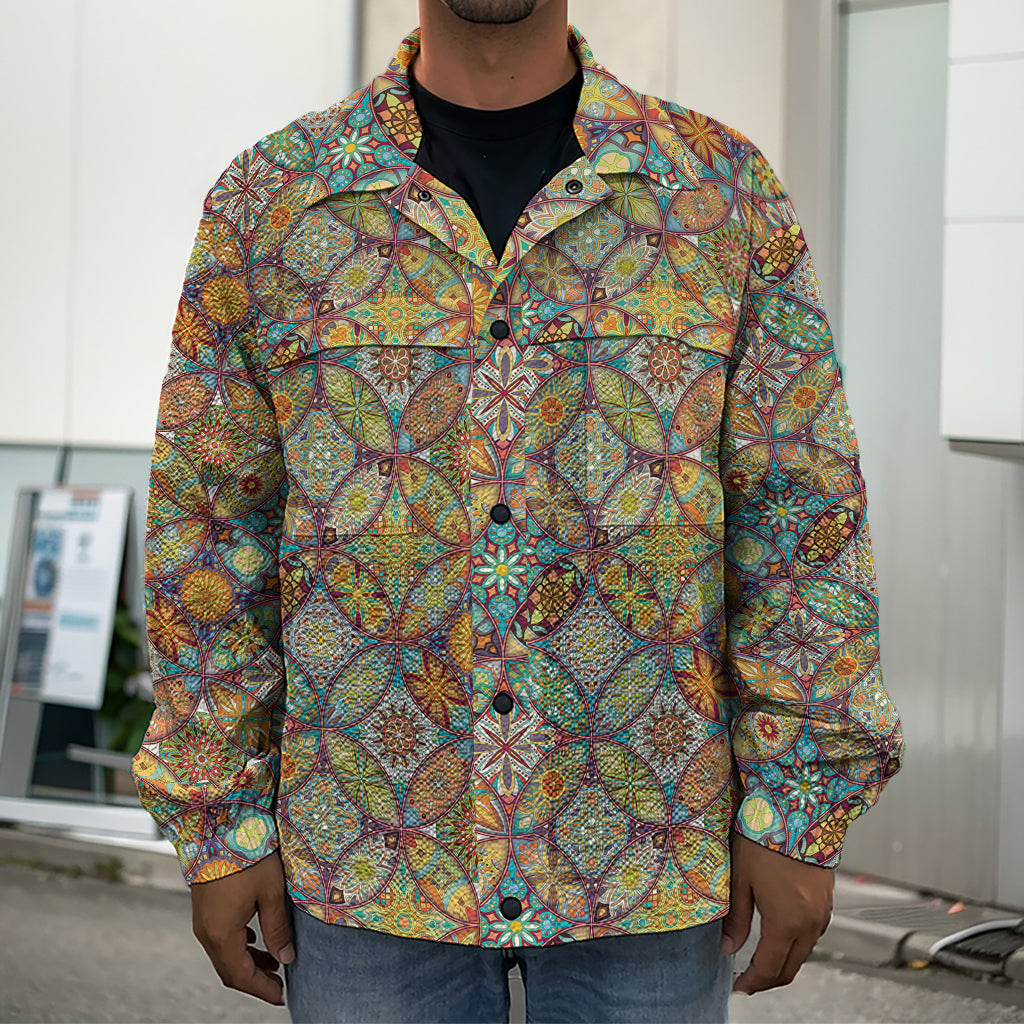 Ethnic Mandala Patchwork Pattern Print Men's Shirt Jacket