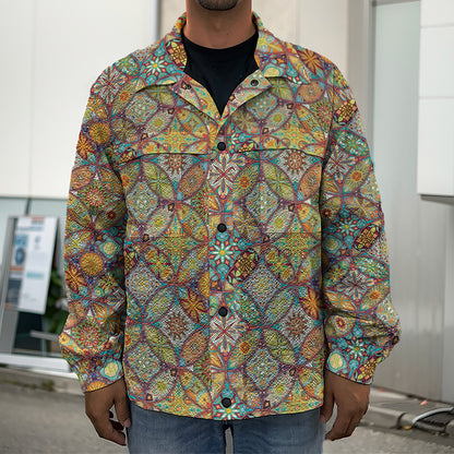 Ethnic Mandala Patchwork Pattern Print Men's Shirt Jacket