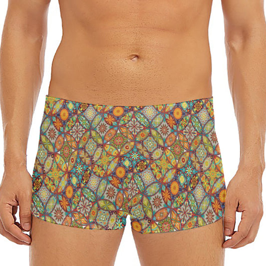 Ethnic Mandala Patchwork Pattern Print Men's Short Boxer Briefs