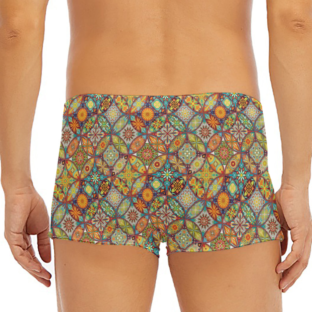Ethnic Mandala Patchwork Pattern Print Men's Short Boxer Briefs