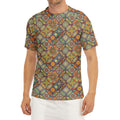 Ethnic Mandala Patchwork Pattern Print Men's Short Sleeve Rash Guard