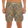 Ethnic Mandala Patchwork Pattern Print Men's Split Running Shorts