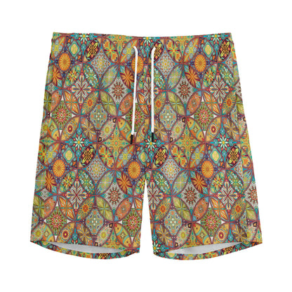 Ethnic Mandala Patchwork Pattern Print Men's Sports Shorts