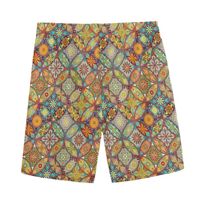 Ethnic Mandala Patchwork Pattern Print Men's Sports Shorts