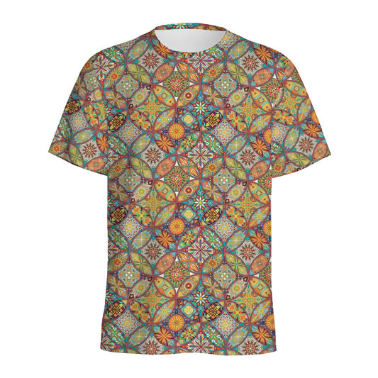 Ethnic Mandala Patchwork Pattern Print Men's Sports T-Shirt