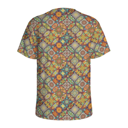Ethnic Mandala Patchwork Pattern Print Men's Sports T-Shirt