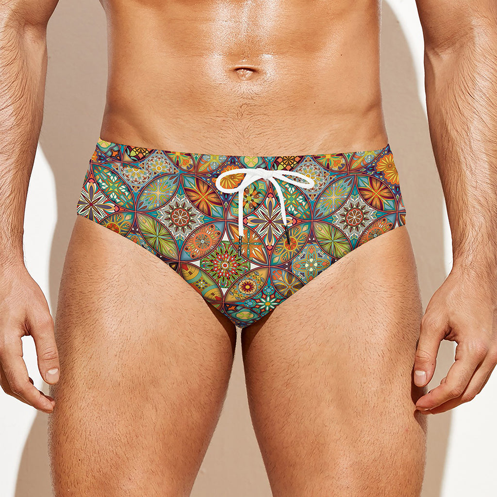 Ethnic Mandala Patchwork Pattern Print Men's Swim Briefs