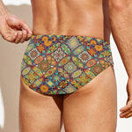 Ethnic Mandala Patchwork Pattern Print Men's Swim Briefs