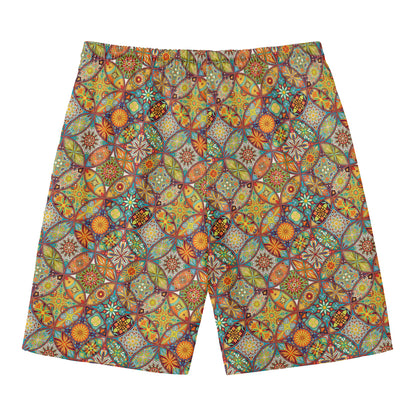 Ethnic Mandala Patchwork Pattern Print Men's Swim Trunks