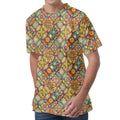 Ethnic Mandala Patchwork Pattern Print Men's Velvet T-Shirt