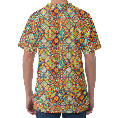 Ethnic Mandala Patchwork Pattern Print Men's Velvet T-Shirt