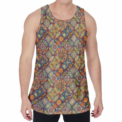 Ethnic Mandala Patchwork Pattern Print Men's Velvet Tank Top