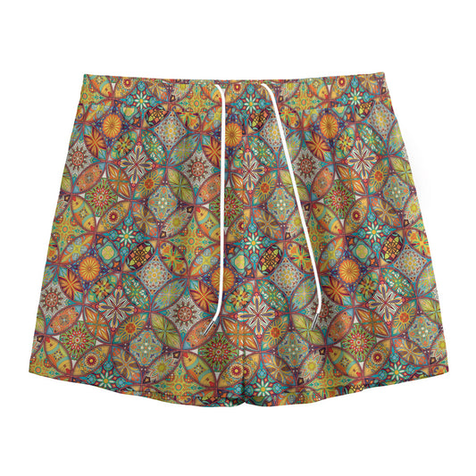 Ethnic Mandala Patchwork Pattern Print Mesh Shorts
