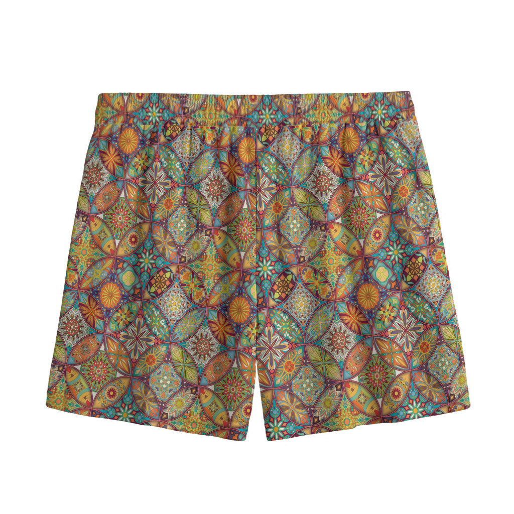 Ethnic Mandala Patchwork Pattern Print Mesh Shorts