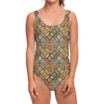 Ethnic Mandala Patchwork Pattern Print One Piece Swimsuit