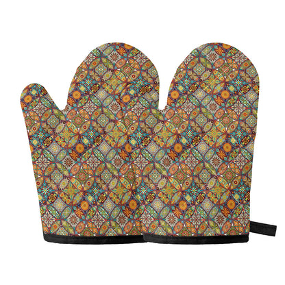 Ethnic Mandala Patchwork Pattern Print Oven Mitts