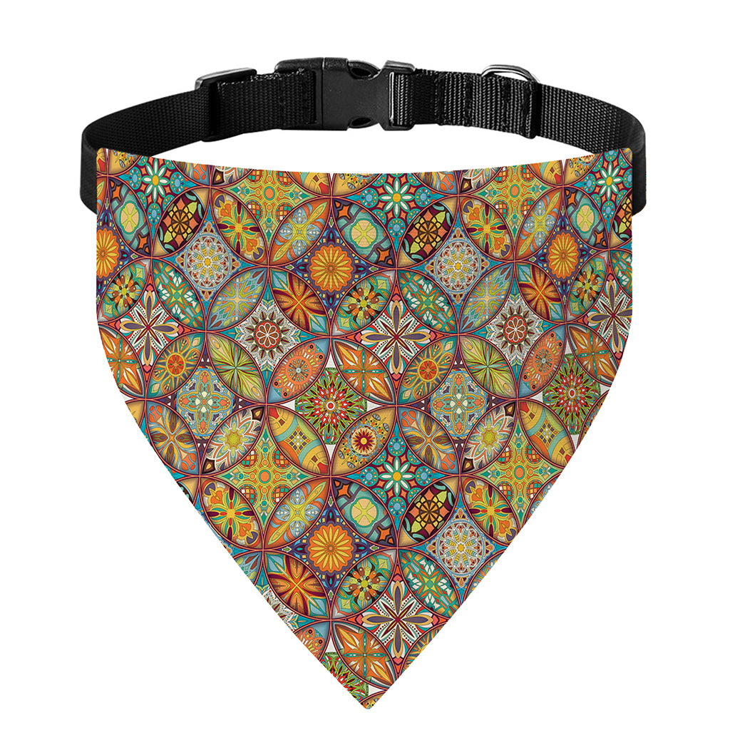 Ethnic Mandala Patchwork Pattern Print Over The Collar Dog Bandana