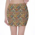 Ethnic Mandala Patchwork Pattern Print Pencil Mini Skirt