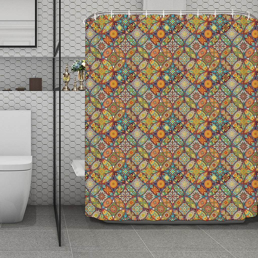 Ethnic Mandala Patchwork Pattern Print Polyester Shower Curtain