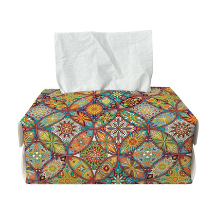 Ethnic Mandala Patchwork Pattern Print Rectangle Tissue Box Cover