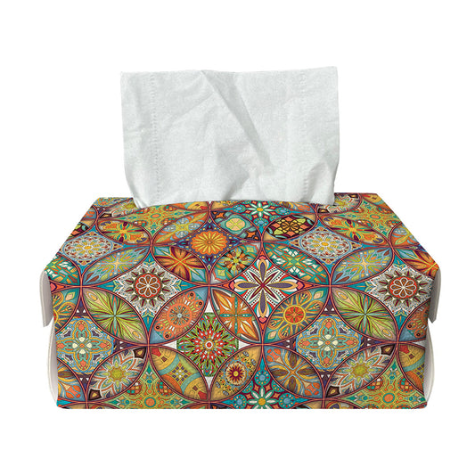 Ethnic Mandala Patchwork Pattern Print Rectangle Tissue Box Cover