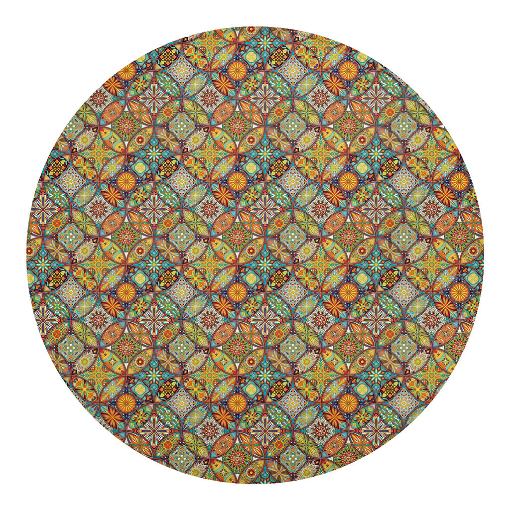 Ethnic Mandala Patchwork Pattern Print Round Blanket