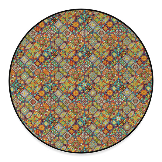 Ethnic Mandala Patchwork Pattern Print Round Floor Mat