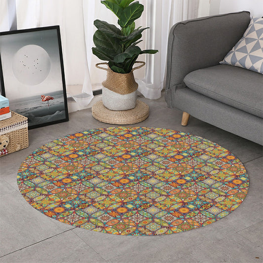 Ethnic Mandala Patchwork Pattern Print Round Rug