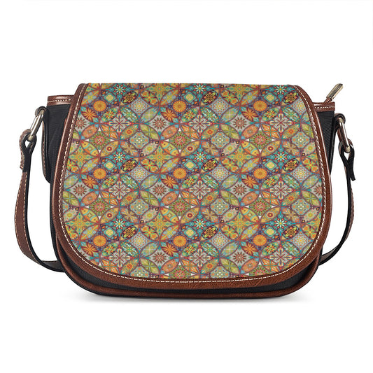 Ethnic Mandala Patchwork Pattern Print Saddle Bag