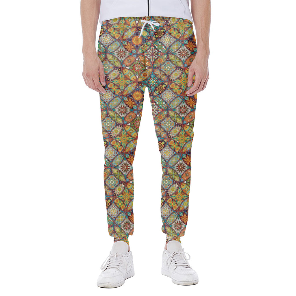 Ethnic Mandala Patchwork Pattern Print Scuba Joggers