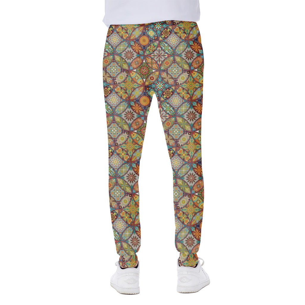 Ethnic Mandala Patchwork Pattern Print Scuba Joggers