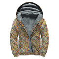 Ethnic Mandala Patchwork Pattern Print Sherpa Lined Zip Up Hoodie