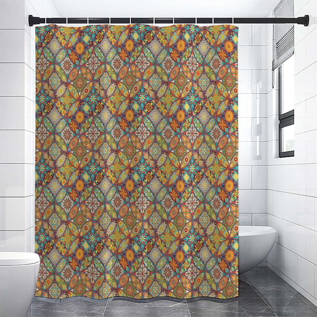 Ethnic Mandala Patchwork Pattern Print Shower Curtain