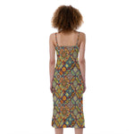 Ethnic Mandala Patchwork Pattern Print Slim Fit Midi Cami Dress
