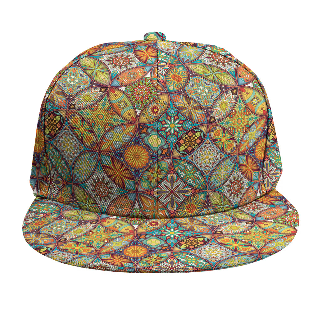 Ethnic Mandala Patchwork Pattern Print Snapback Cap