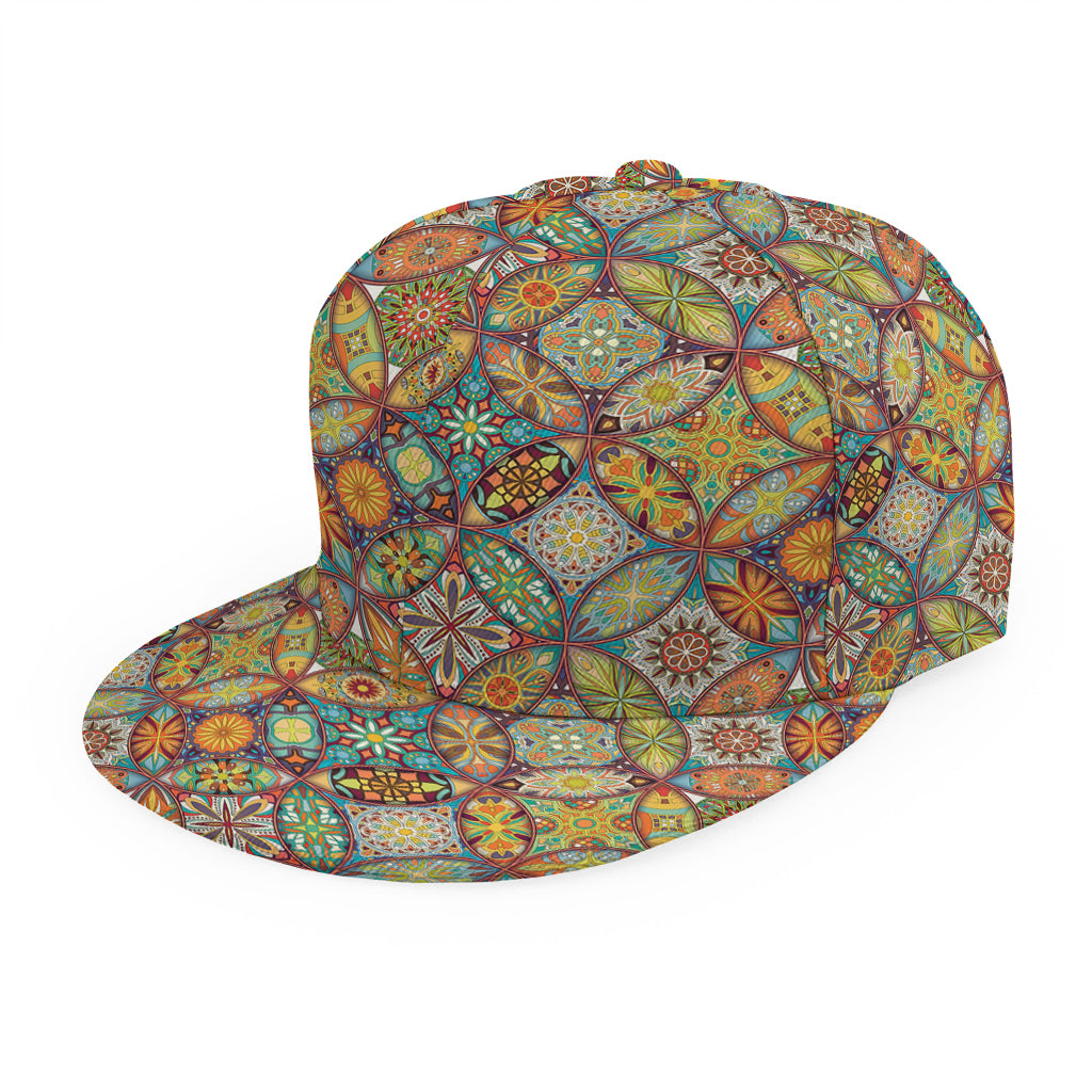 Ethnic Mandala Patchwork Pattern Print Snapback Cap